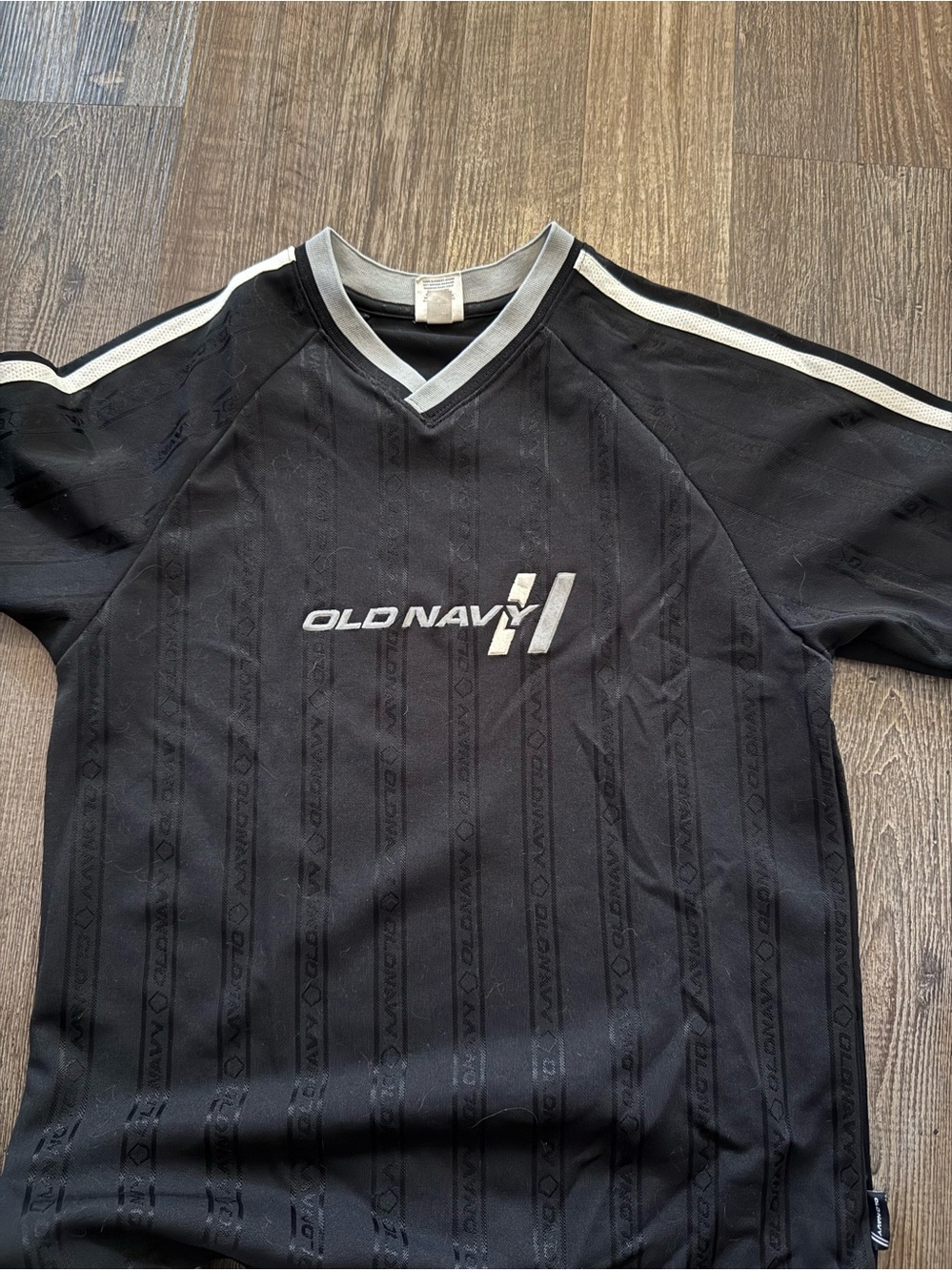 Old Navy Black V-Neck Athletic Tee with Gray Trim